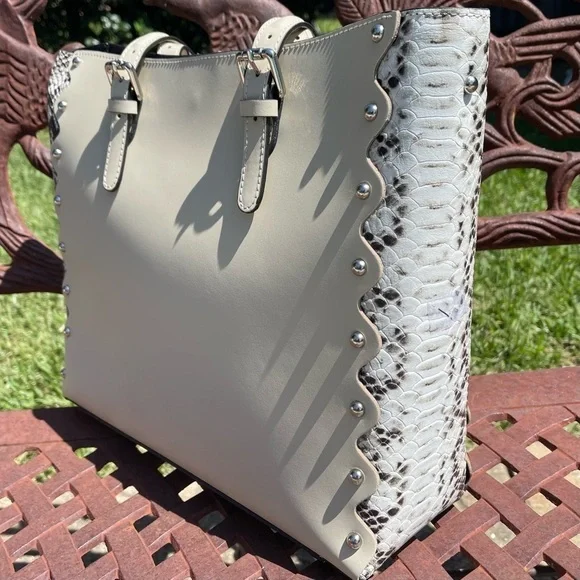 NWT Persaman NY Snake Embossed Leather Handbag Tote With Smaller Bag - Picture 4 of 14